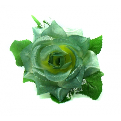 Róża w pąku - główka z liściem Silver Blue